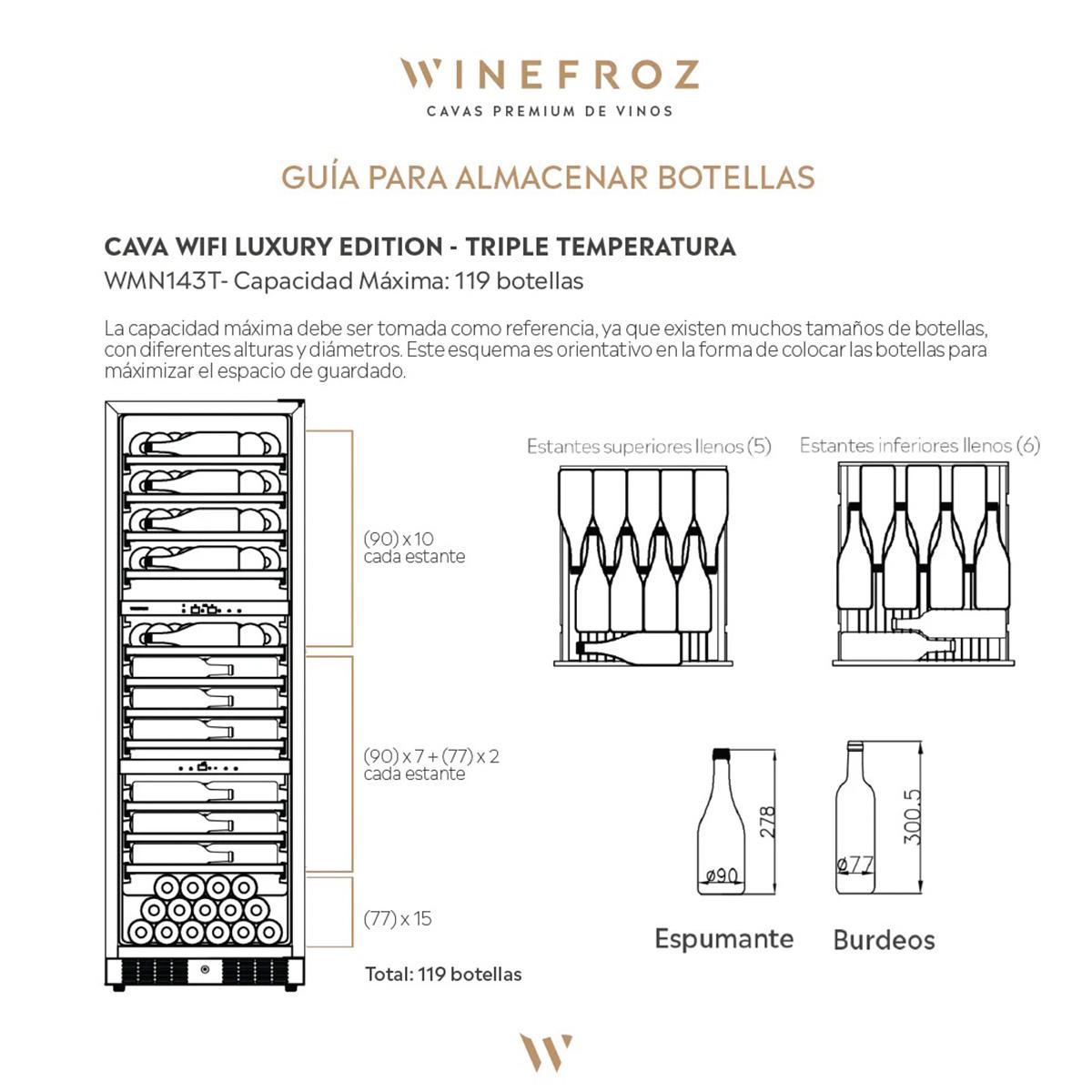 Cava De Vinos Winefroz Para 119 Botellas Luxury Edition WMN143T Negra